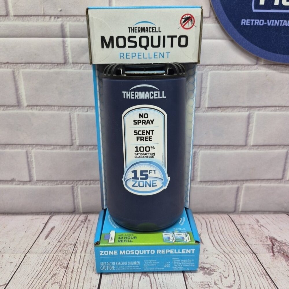 Thermacell Mosquito REPELLENT Patio Shield 15 ft ZONE NO SPRAY Refillable‎ Blue